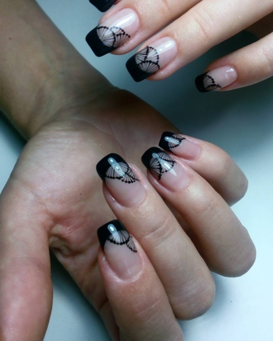 Чёрный френч: стильный дизайн ногтей, модные тенденции, фото